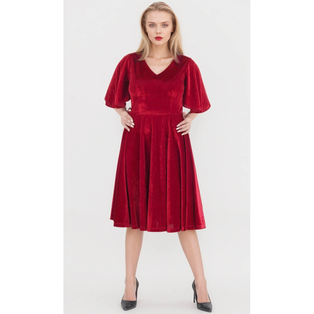 Attitude Corsets - Peearl Fit And Flare Midi Short dress - Red